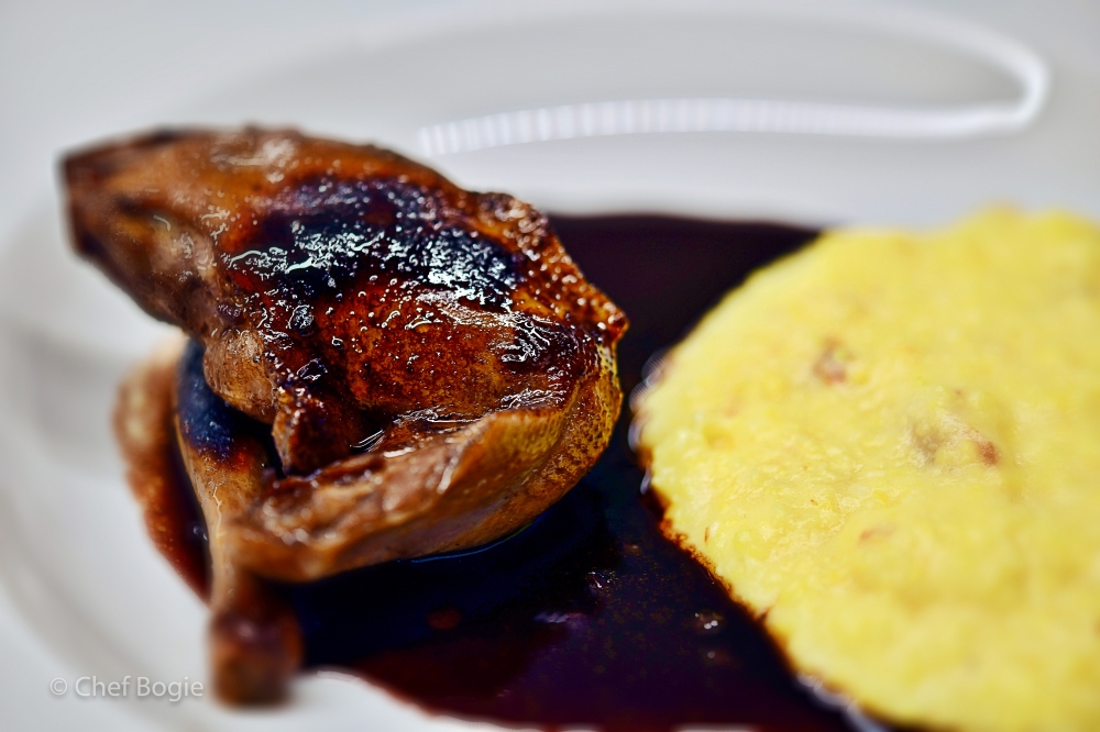 Squab with port glaze and reduction over creamy polenta-8994